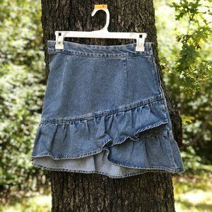 Ruffled Denim Skirt